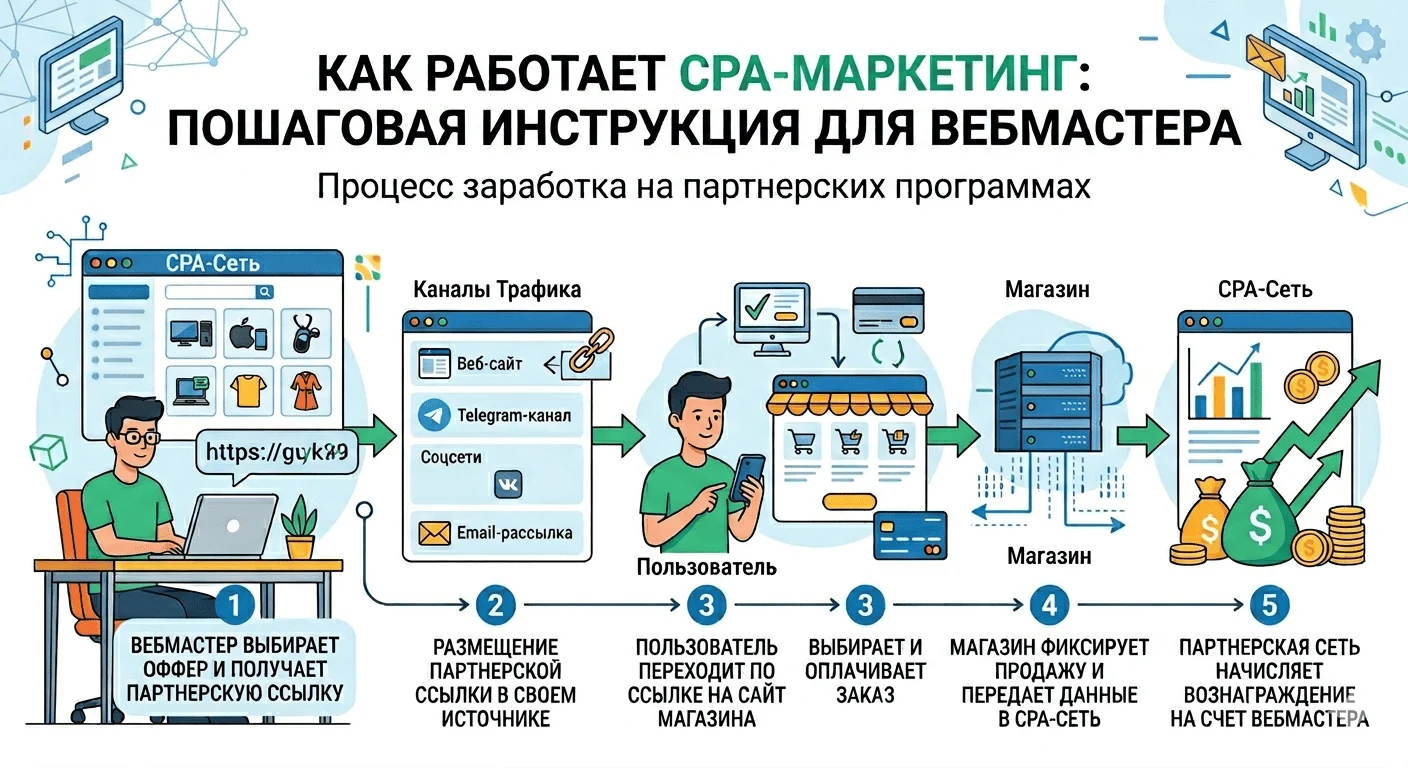 Как работает СРА маркетинг пошаговая инструкция для вебмастера