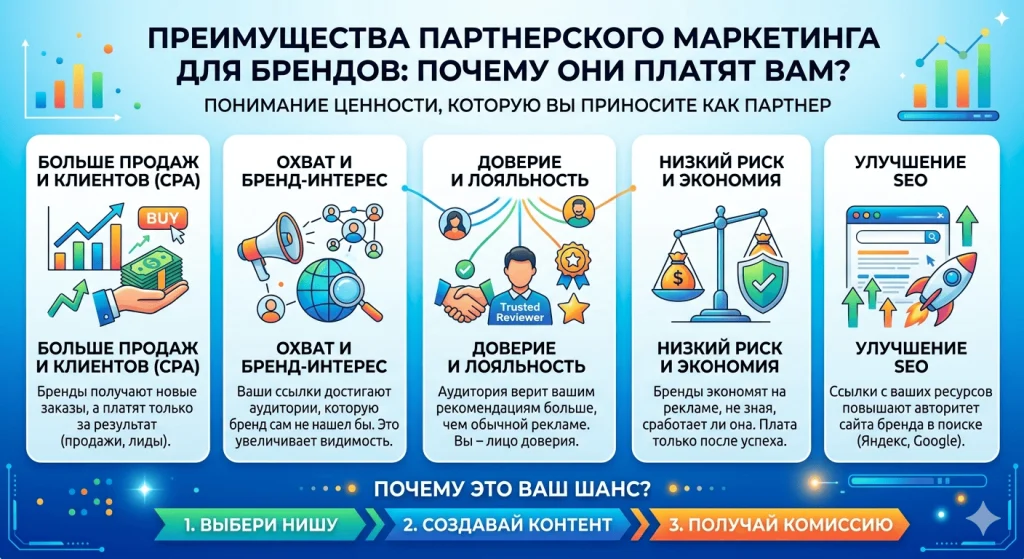 Преимущества партнерского маркетинга для брендов