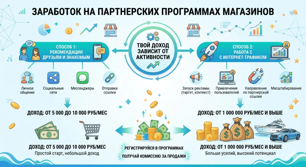Заработок на партнерских программах магазинов